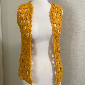 Yellow Crochet Open-Front Shrug